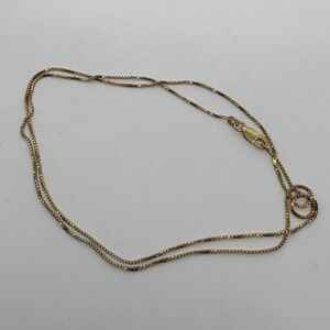 Gold Toned 925 Sterling Silver Box Chain Necklace 20 Inch Lobster Clasp Fine